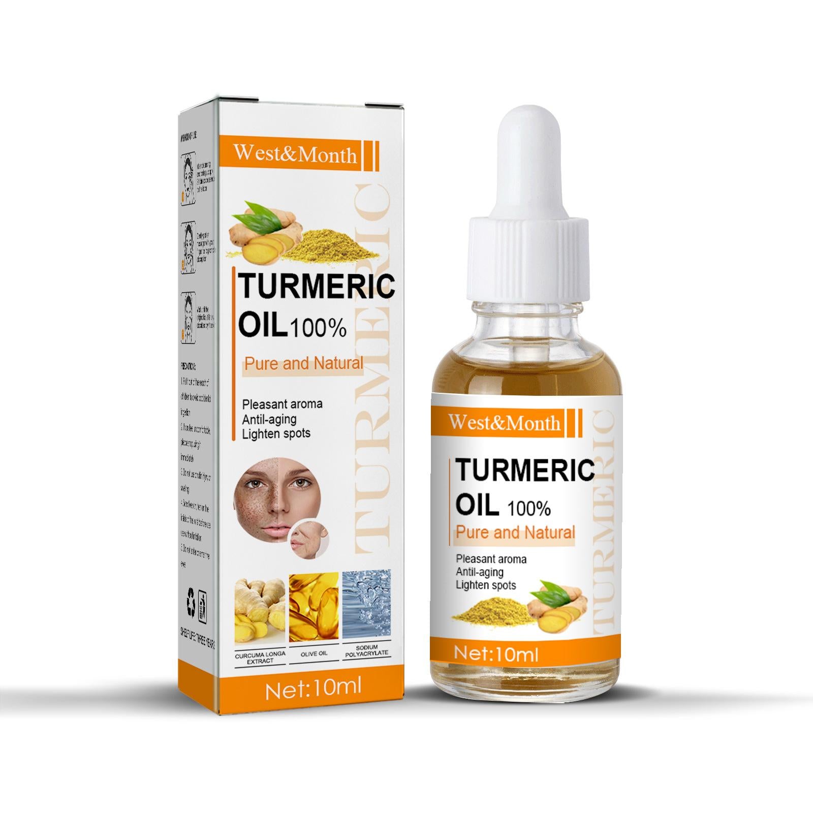 Turmeric Freckle Serum Whitening Dark Spots Organic Turmeric Oils Brighten Dark Skin Pigment Anti Aging Wrinkle Moisturizer (30ml)