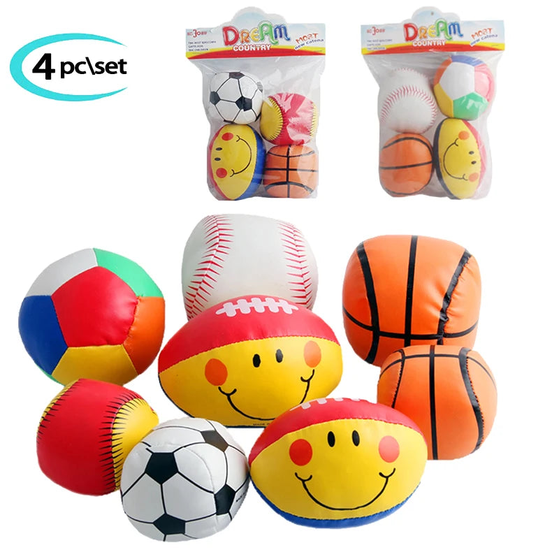 Training Exercise Tactile Baby Soft Stuffed Ball Toys Mini Basketball Football Baseball Soccer Suit Set Kids Hand Ball