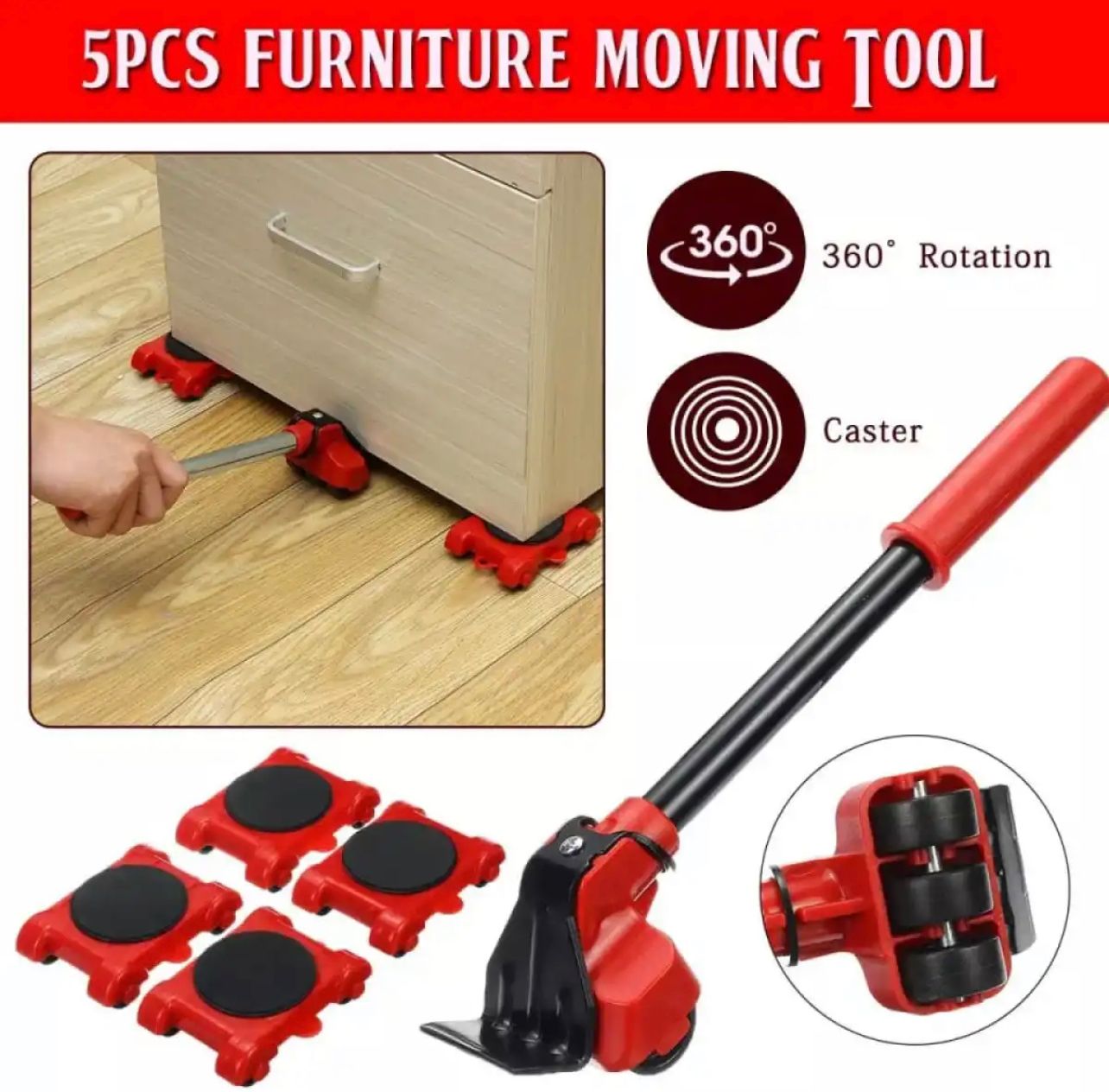 (5 in 1) Heavy furniture move tool transport lifter shifter moving tool