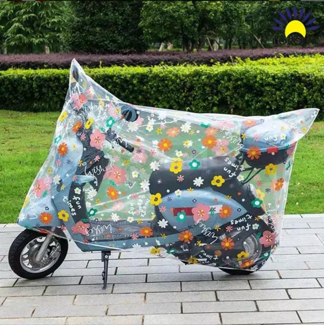 Transparent Cover Waterproof Motorcycle Protective Cover All Season Waterproof with Elastic Bands Universal Electric Scooter Shelter for Snow Rain Dirt Protection Cover