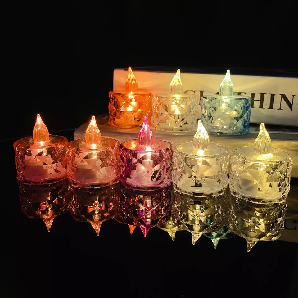 Transparent Color Light Candle - Flameless LED Candle Light Transparent Battery Operated Tea Light With Realistic Flames Christmas Holiday Wedding Home Decors - (Random Color)