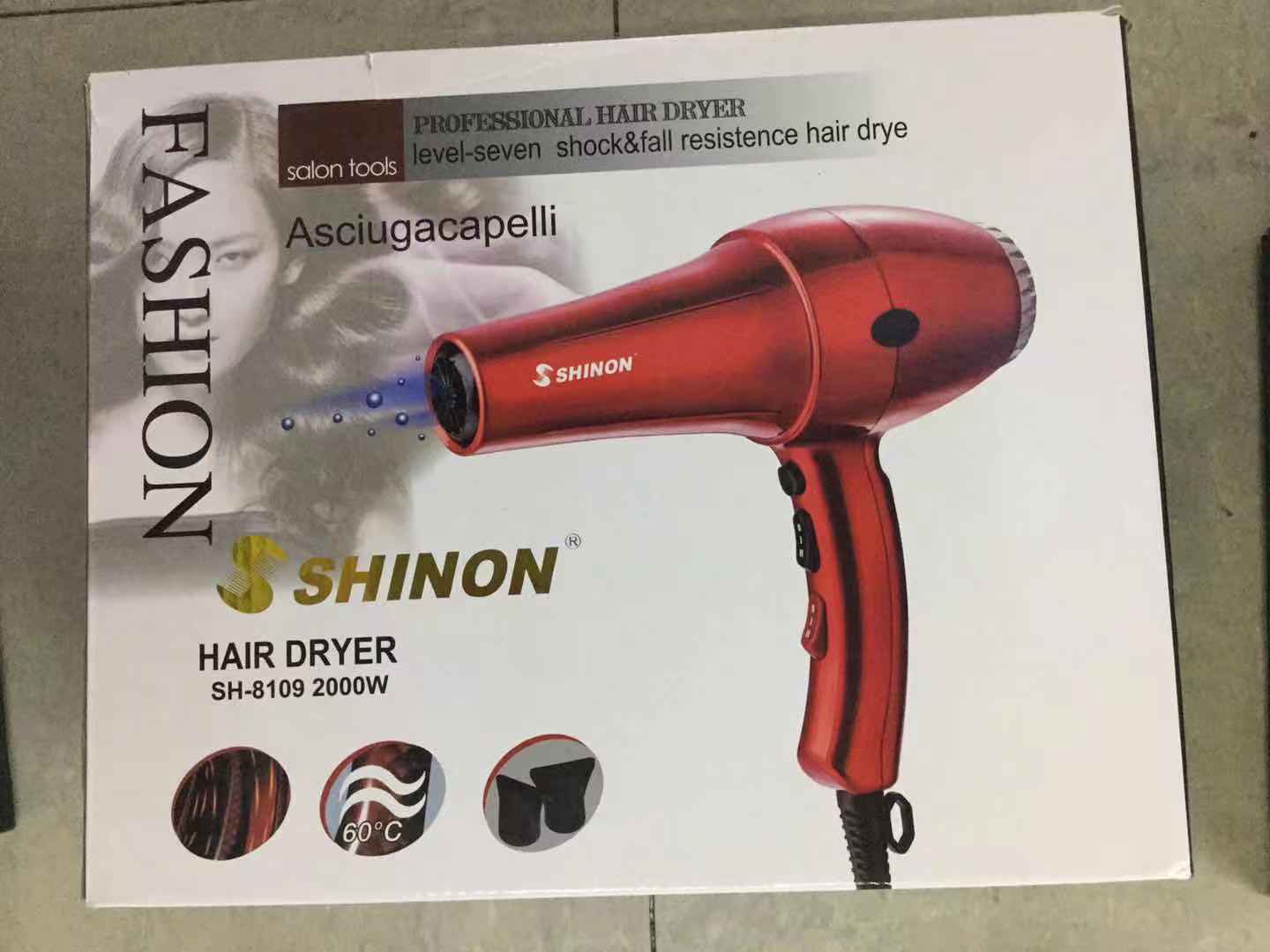 ( red color ) Shinon Hair Dryers Salon Home Used Professional Blow Hair Dryer With  complete accessories